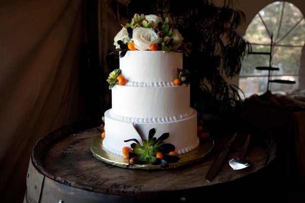 Cake on wine barrel. The decorations are from our yard and our parents' yard.