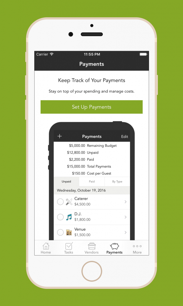 Track your tasks, vendors and payments with WeddingHappy